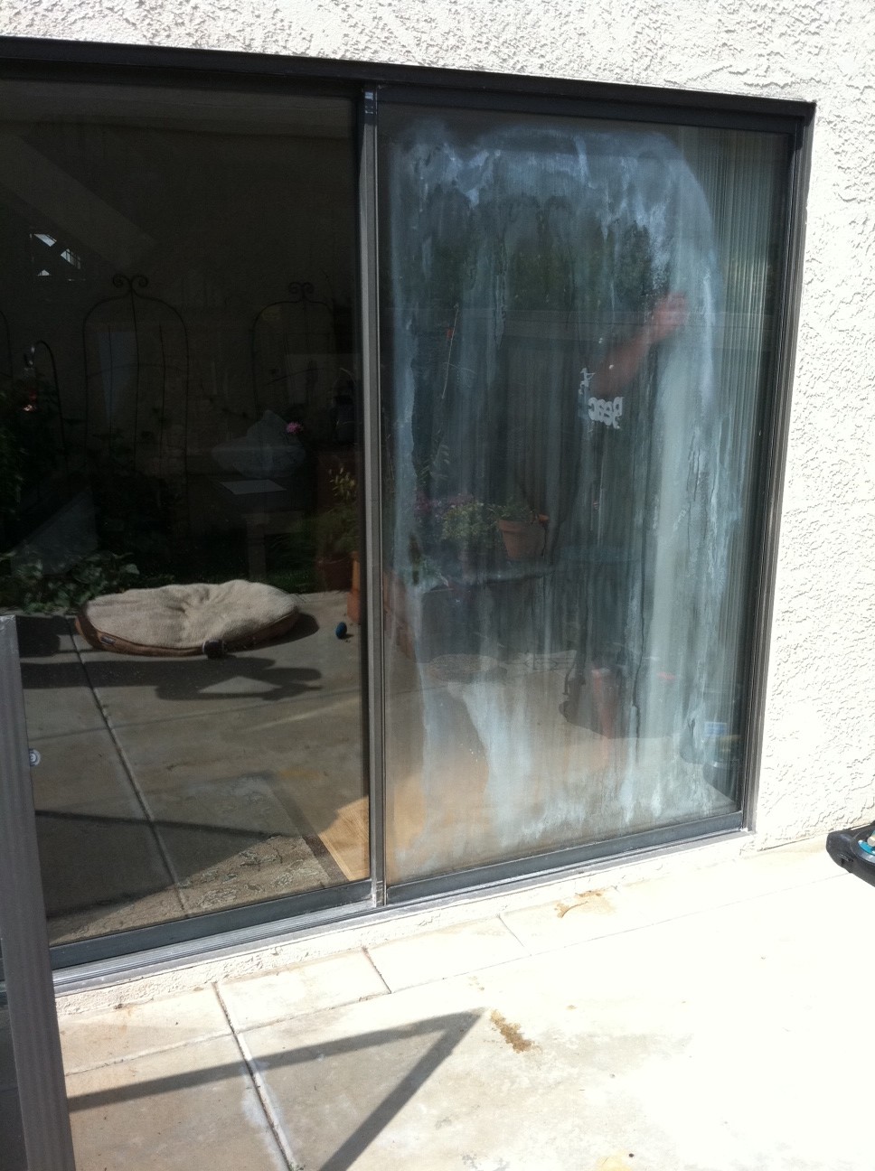 glass repair fogged patio door before example